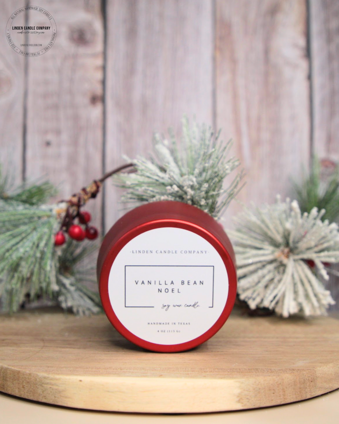 Linden Candle Company - Wholesale Travel Candles - 4oz Soy Candle Tins– Holiday Giftable Scents for Winter5