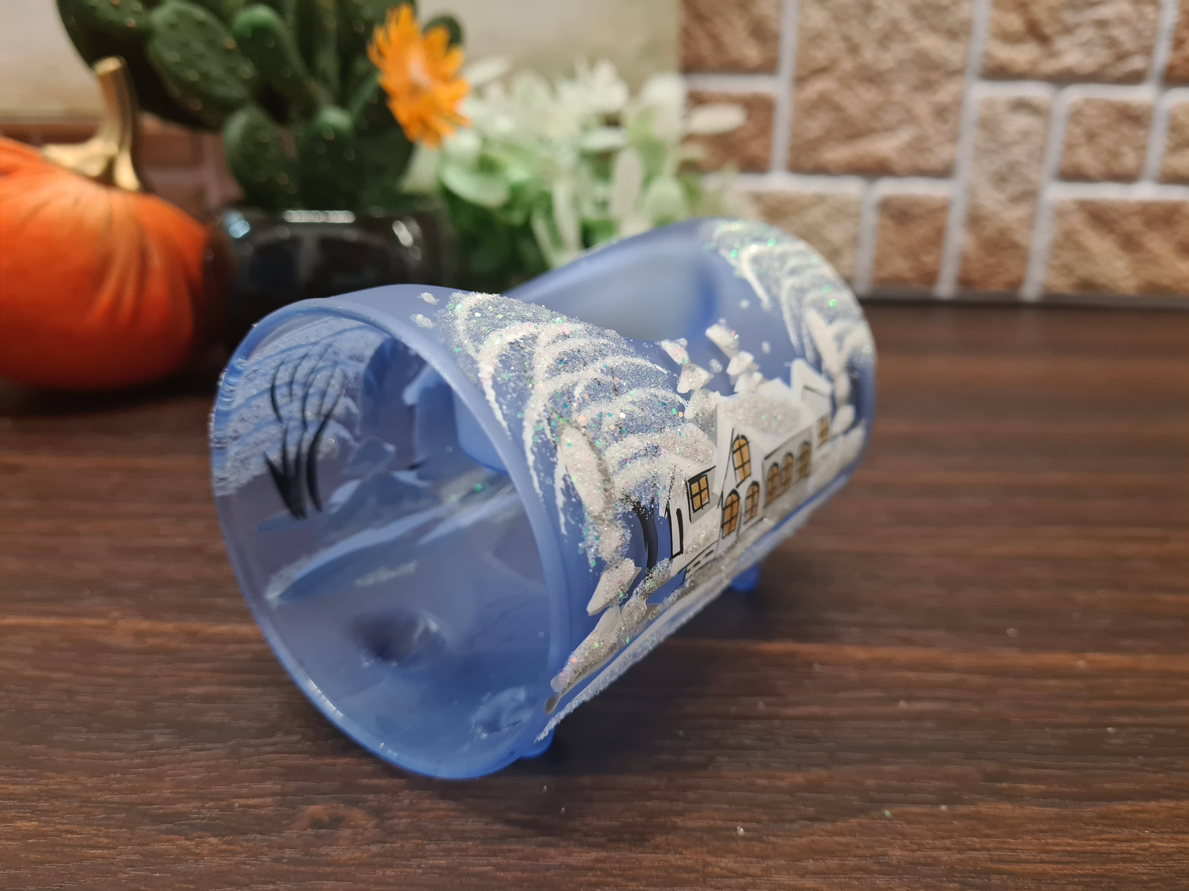 Glass by Iness - Wholesale Candle Holder - White Church In Winter Wonderland Collection - Candle Holder19