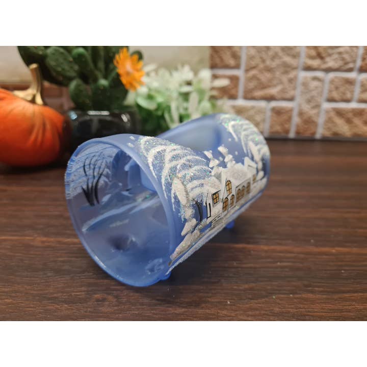 Glass by Iness - Wholesale Candle Holder - White Church In Winter Wonderland Collection - Candle Holder19