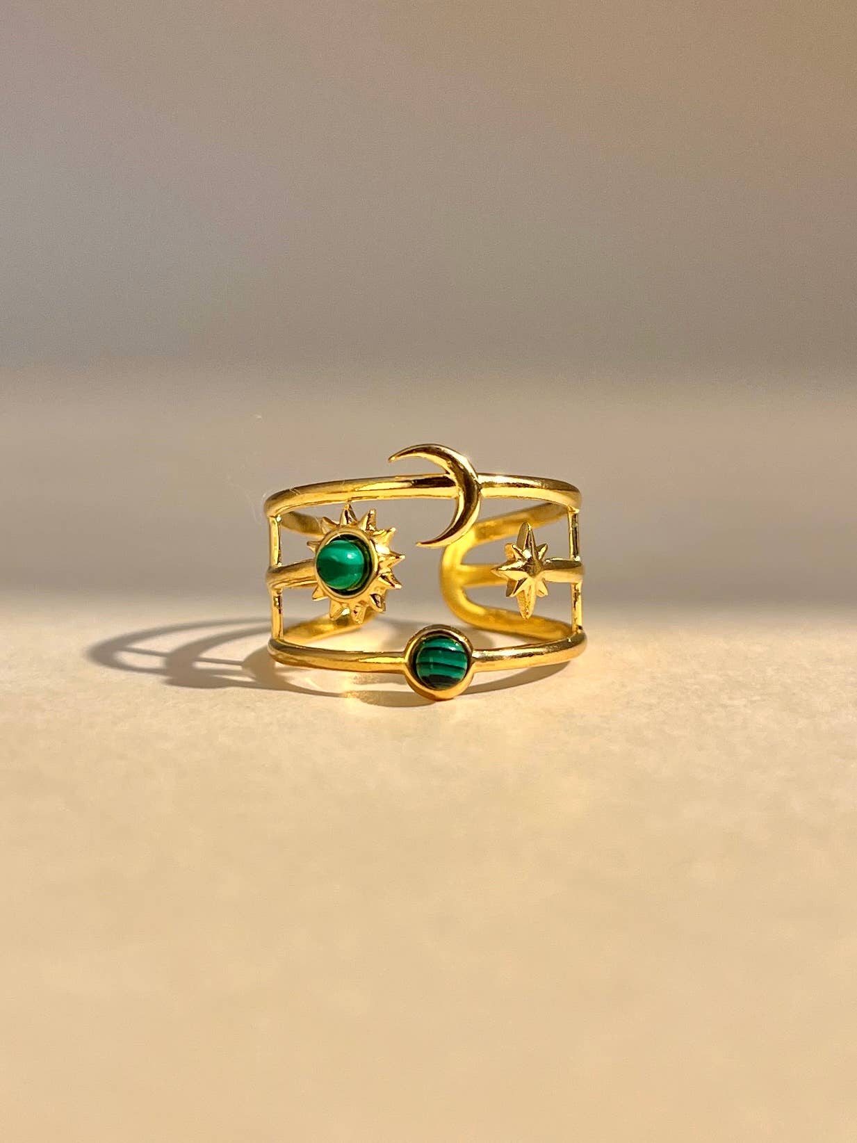 COSMOS - Venta al por mayor Anillo con gemas - Anillo ajustable con luna, estrella y sol con piedra4