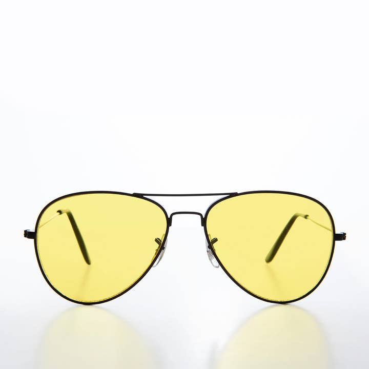 Classic Yellow Lens Pilot Sunglasses - Buck for wholesale by SUNGLASS MUSEUM