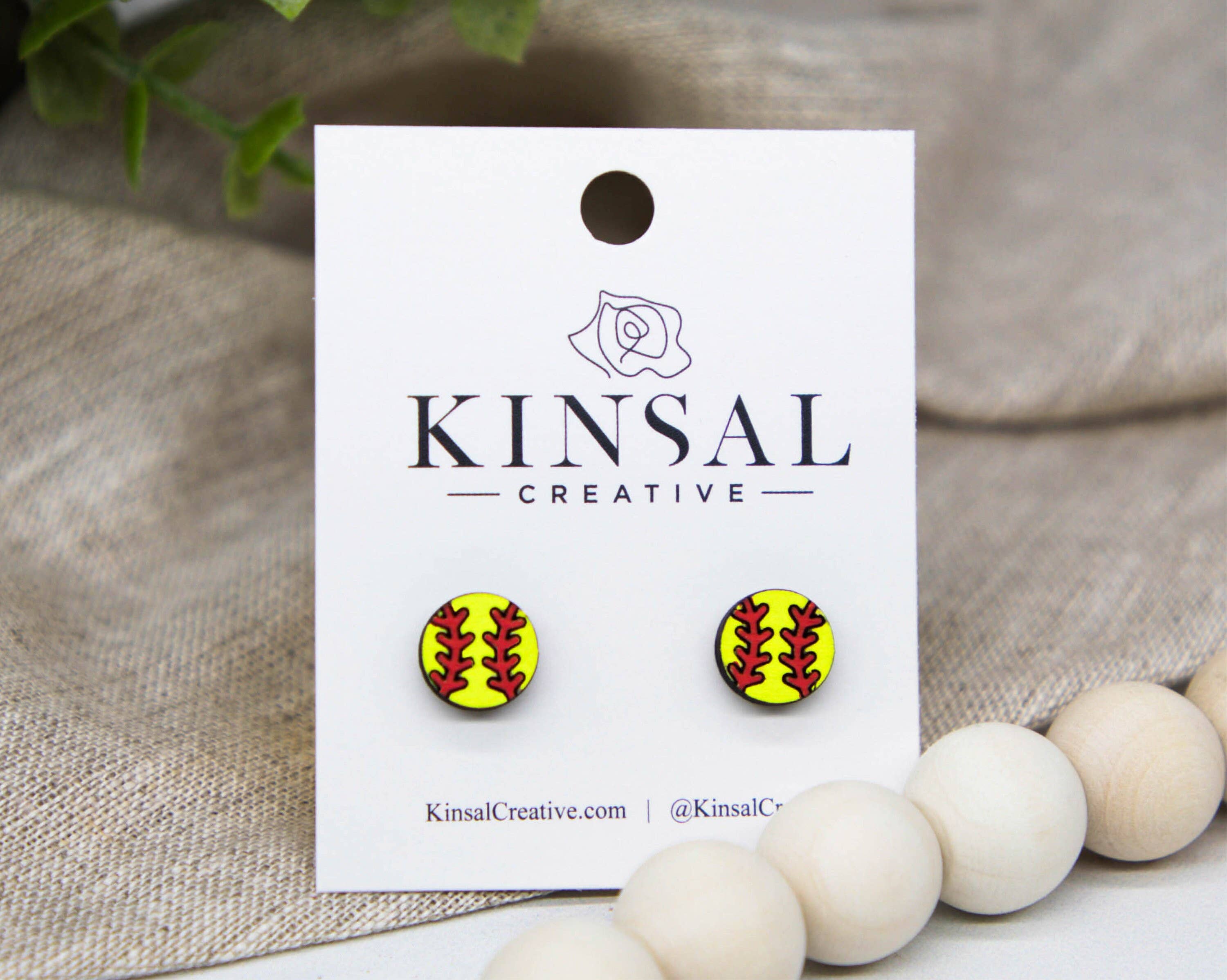 Kinsal Creative – Engroshandel Ørestikkere – Softball træ Stud Øreringe