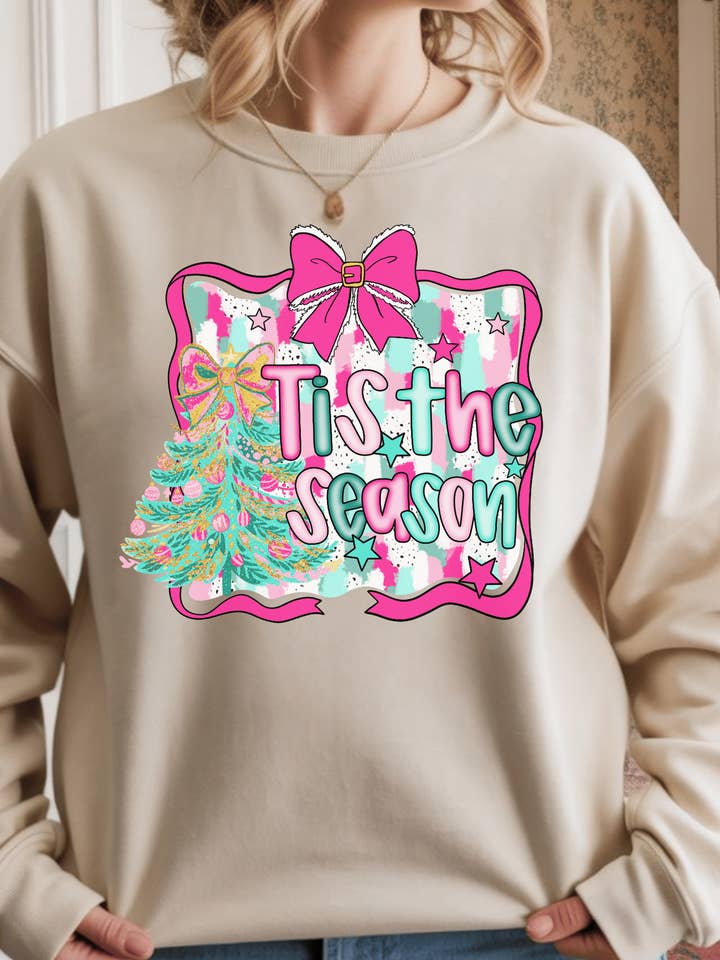 JAC Wholesale - Wholesale Graphic Sweatshirt - Women's - Preppy Tis The Season Theme Sweatshirt