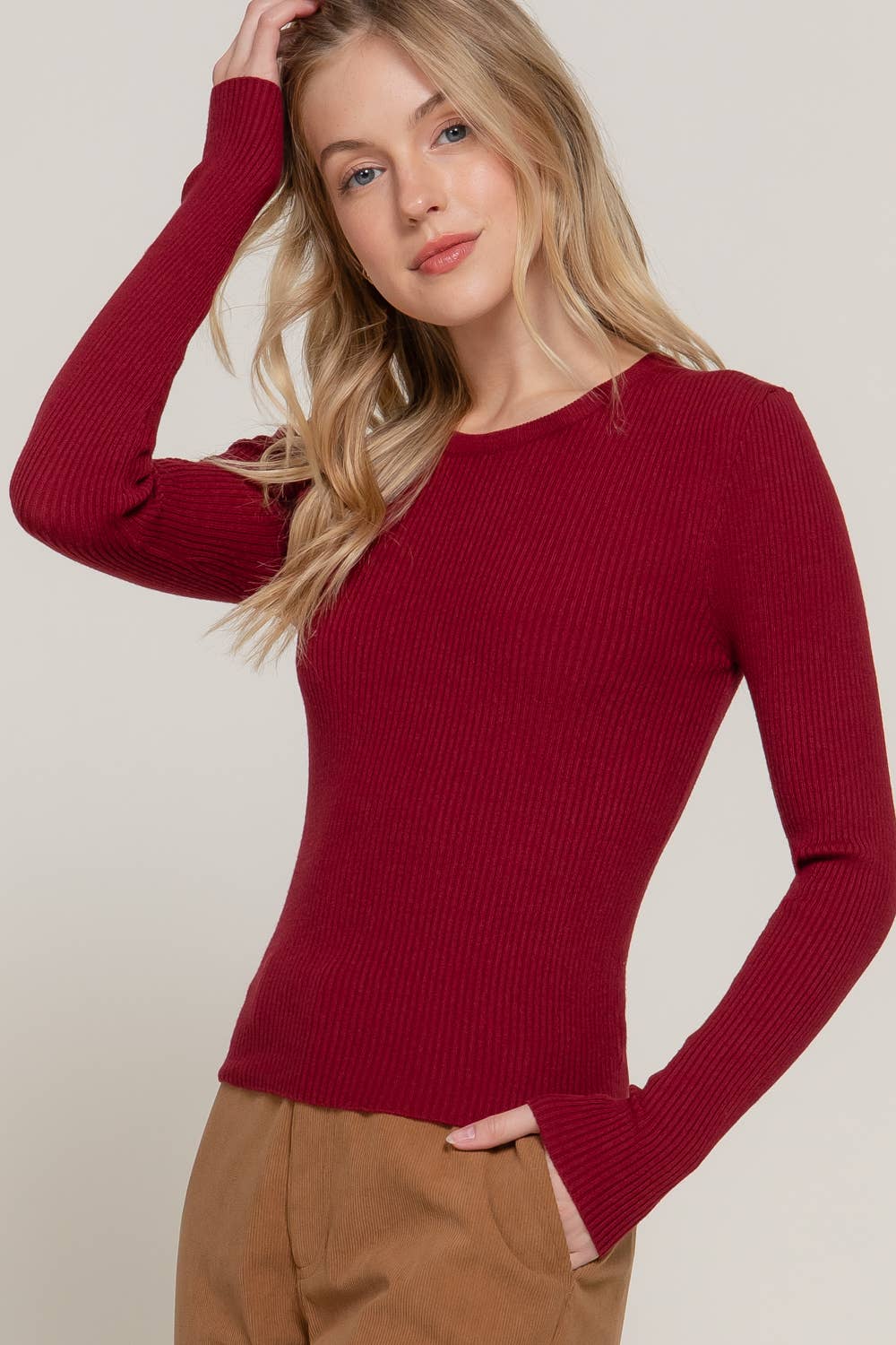 Active Basic | Active USA - Wholesale Knit Sweater - Women's - Long Sleeve Crew Neck Viscose Rib Sweater44