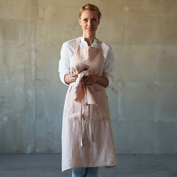 LinenMe - Wholesale Apron - Linen Bib Apron Rosa Stone Washed1