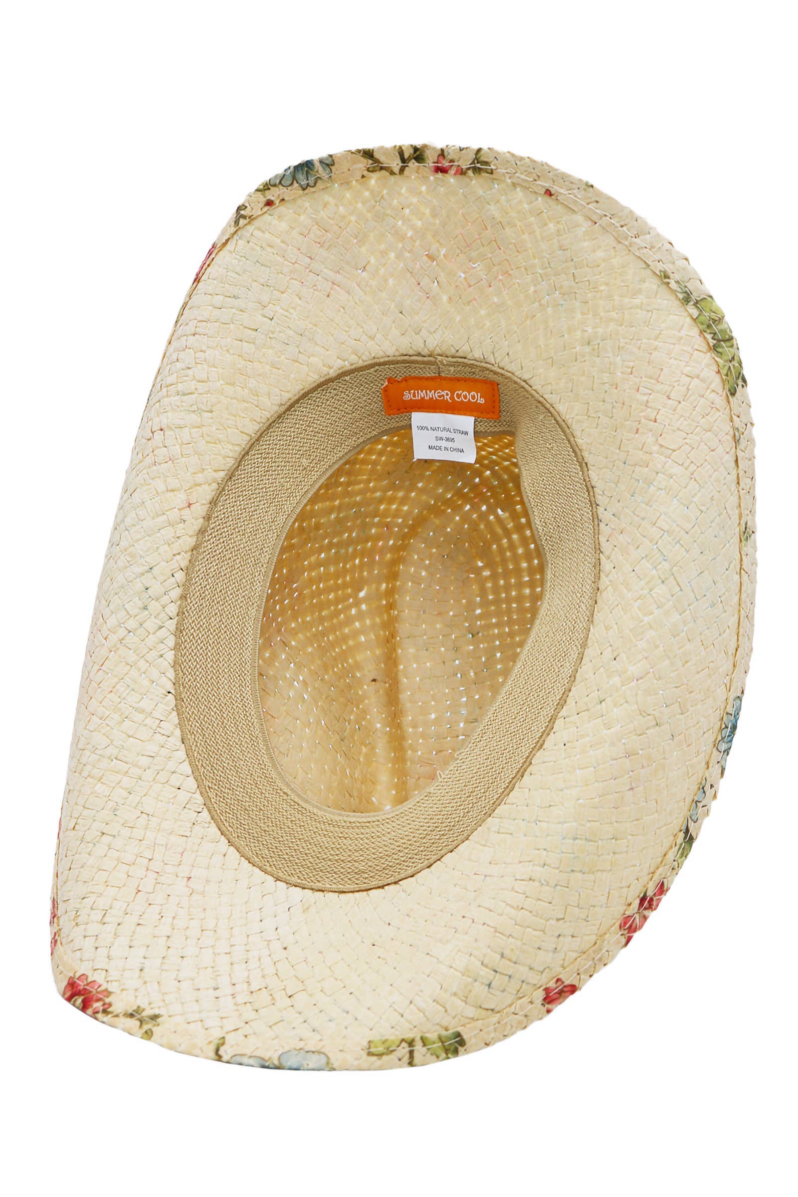 Cap Zone - Wholesale Cowboy Hat - Women's - Floral Print Raffia Paper Straw Cowboy Hat18