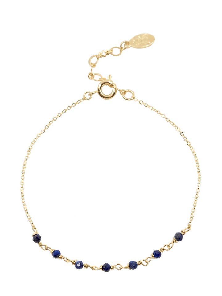 Bracciale a catena in lapislazzuli naturale ultramarino per la vendita all'ingrosso da parte di Atelier Petites Pierres