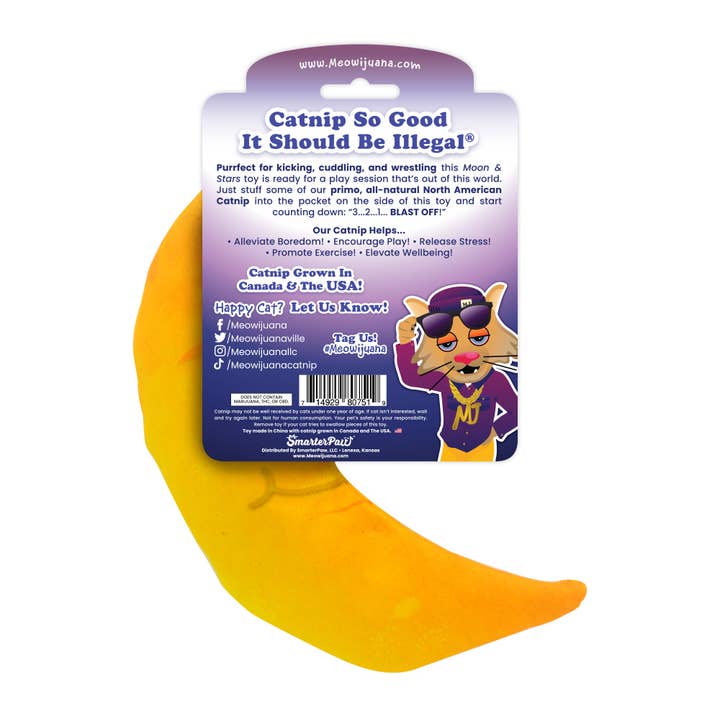 Pet Palette Distribution - Wholesale Pet Toy - Cat - Meowijuana Get Hung Moon & Stars Cat Toy4