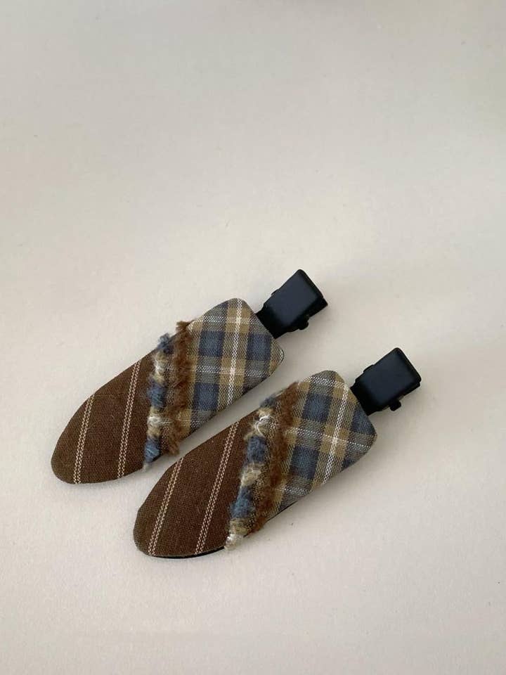 Plaid Color Block Geometric Hair Clip DP25F563 for wholesale by Dipped Shop