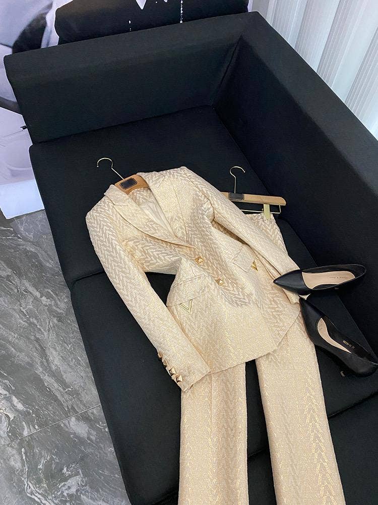 Farbe als Bilder SY383 Jacquard-Anzug mit schmaler Hose - Zweiteiliges Set für den Großhandel auf Faire2