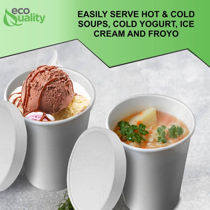 EcoQuality - Wholesale Disposable cup - 32Oz Disposable White Paper Soup Containers Ice-Cream Paper6