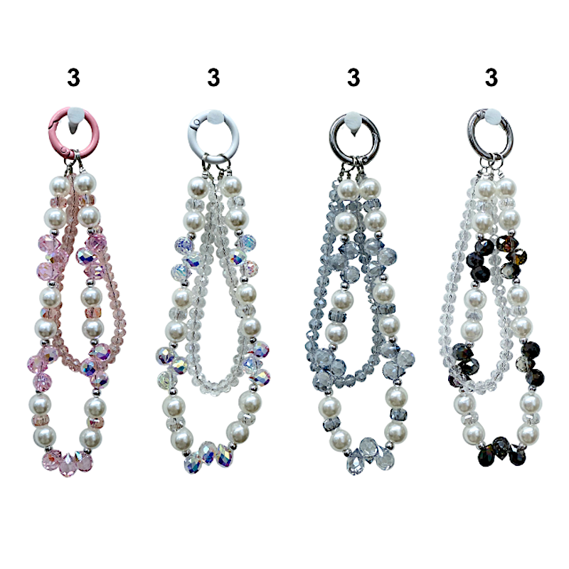 Atlas Fashion - Wholesale Phonecase Strap - Handmade Crystal & Pearl Phone Charm Strap Keychain1