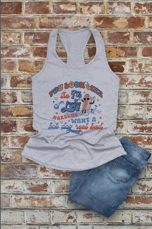 Top Avenue - Wholesale Tank Top - Women's -  You Look Like The Fourth of July, Make Me Want a Hot Dog, Women Fit Fitted Racerback Tank Top3
