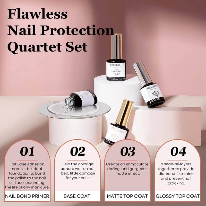 Modelones - Vente Assortiment de vernis à ongles - Vibrant Bliss - Kit de vernis à ongles gel 24 pièces, 20 couleurs5