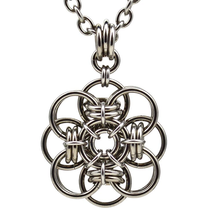 Stainless Steel Quantum Rose Medium Pendant for wholesale by Rebeca Mojica Jewelry