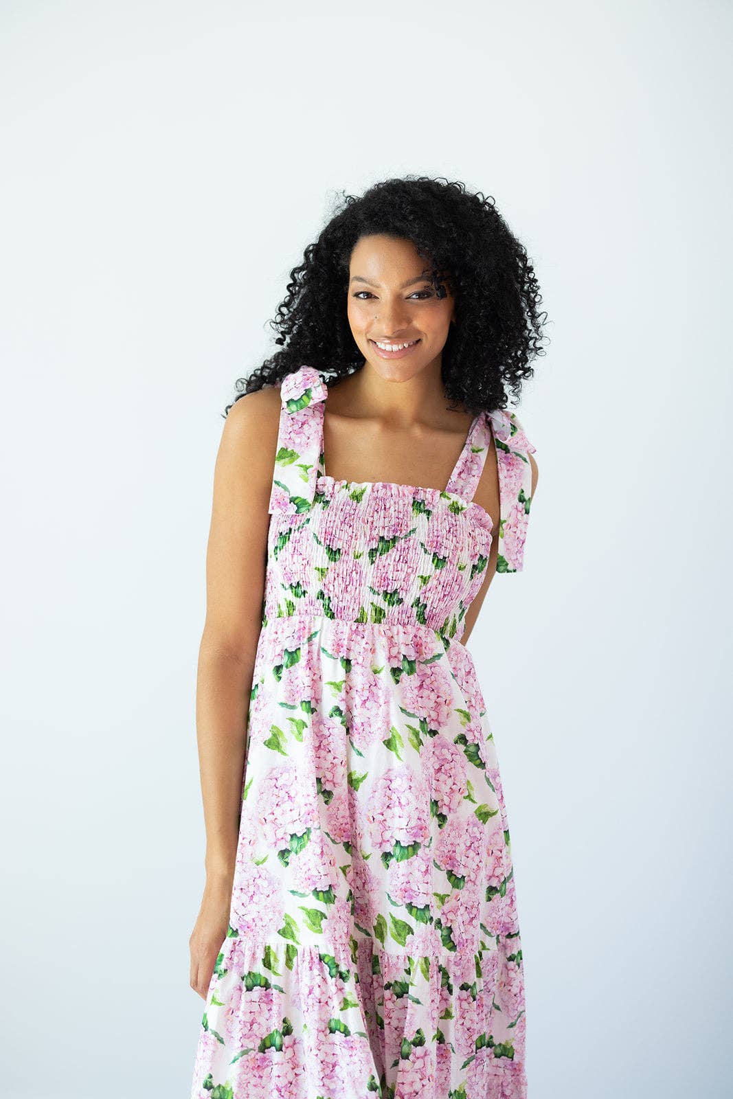 Kathleen Maeve - Wholesale Dress - Women's - Emma Bow Maxi Dress | Pink Hydrangeas6