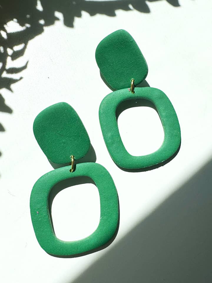 Jordan Green Clay Earrings for wholesale by Earth + Clay Collective