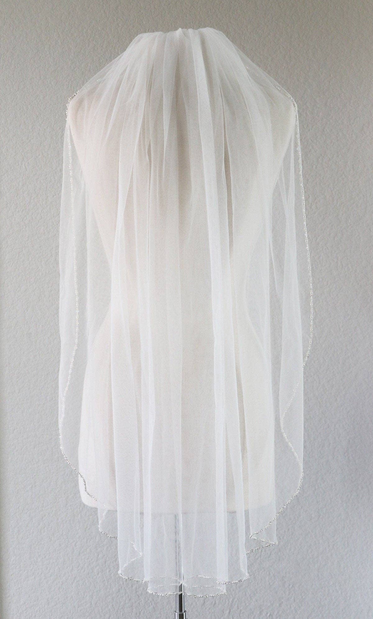 allureweddingjewelry - Wholesale Sluier - Dames - Parel en Kristallen Rand Bruidsluier8