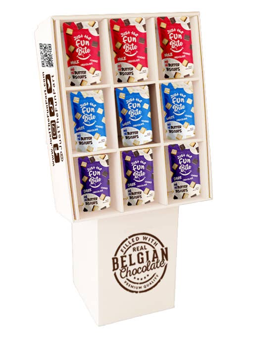 Just The Fun Bite-Mixed 63ct Shipper (Milk/Dark/White) for wholesale by Just the Fun Part