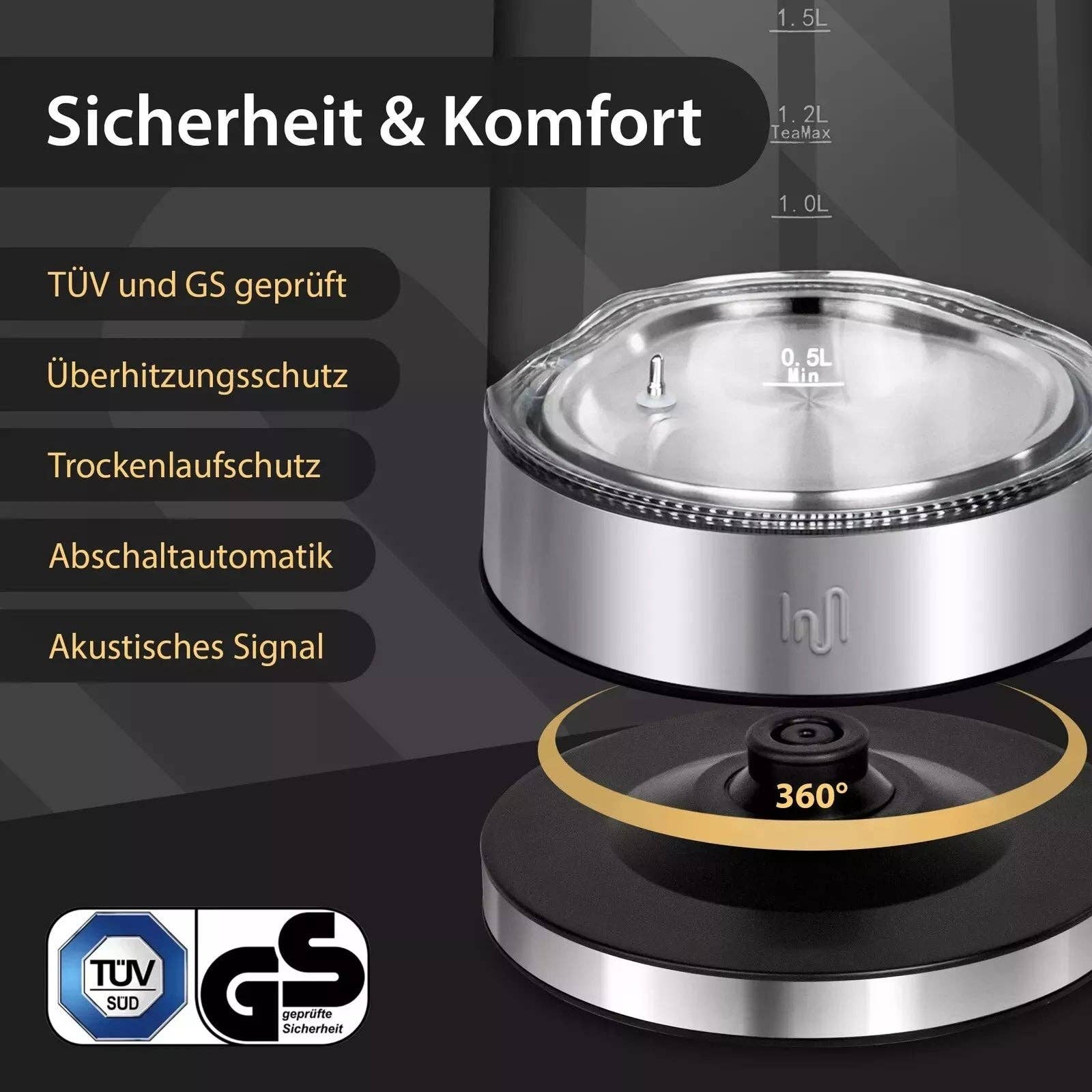 Biomatea - Wholesale Kitchen Appliance - Maris Glass Kettle 1.7L with Removable Tea Strainer Temperature Setting6