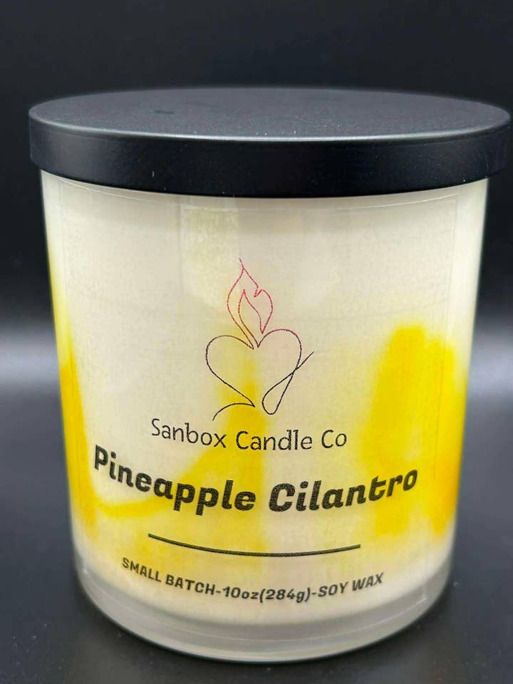 Pineapple Cilantro 10 ounce Soy Candle for wholesale by Sanbox Candle Co