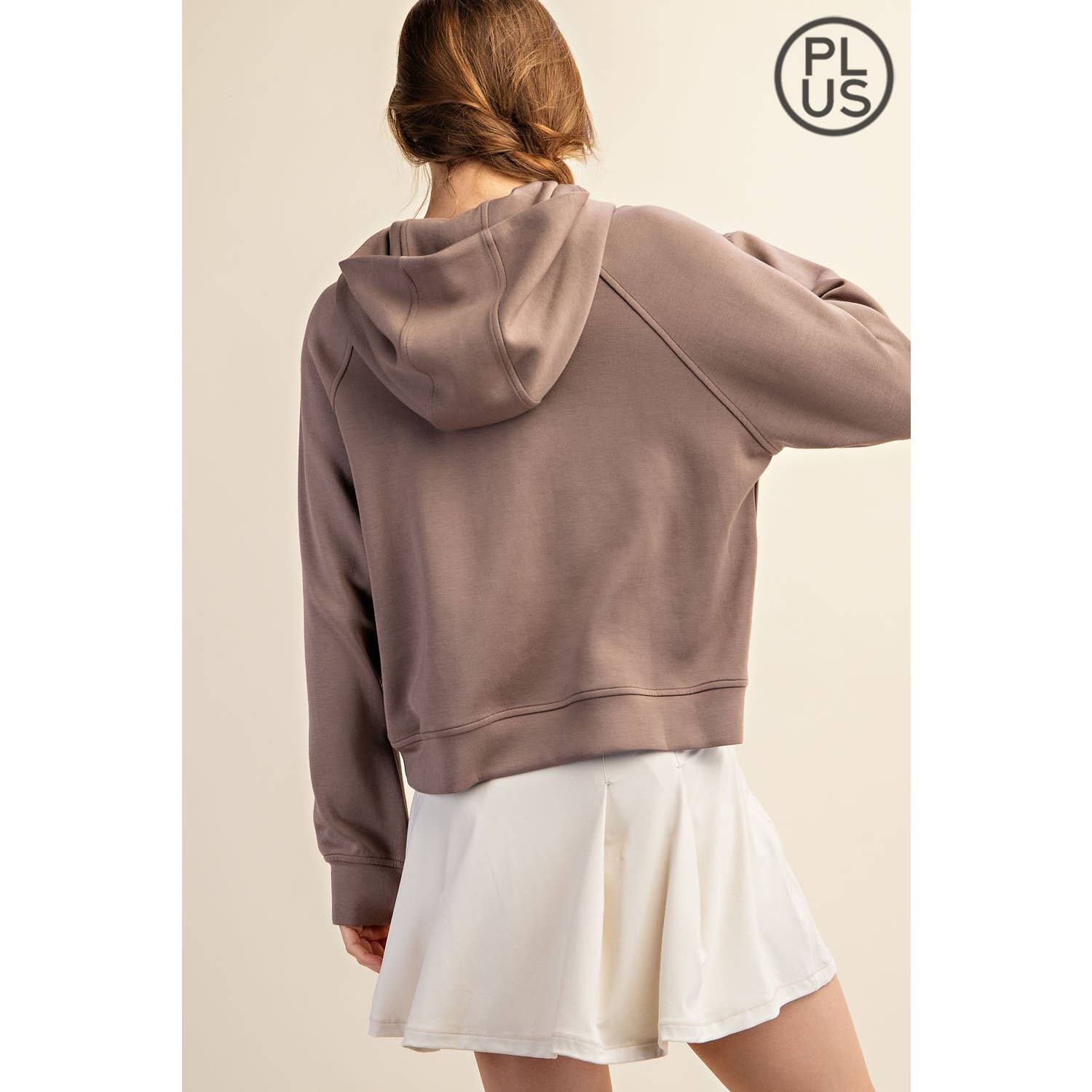 Rae Mode - Vente Veste de sport – femme - VESTE À CAPUCHE QUART DE ZIP EN SCUBA MODAL GRANDE TAILLE42