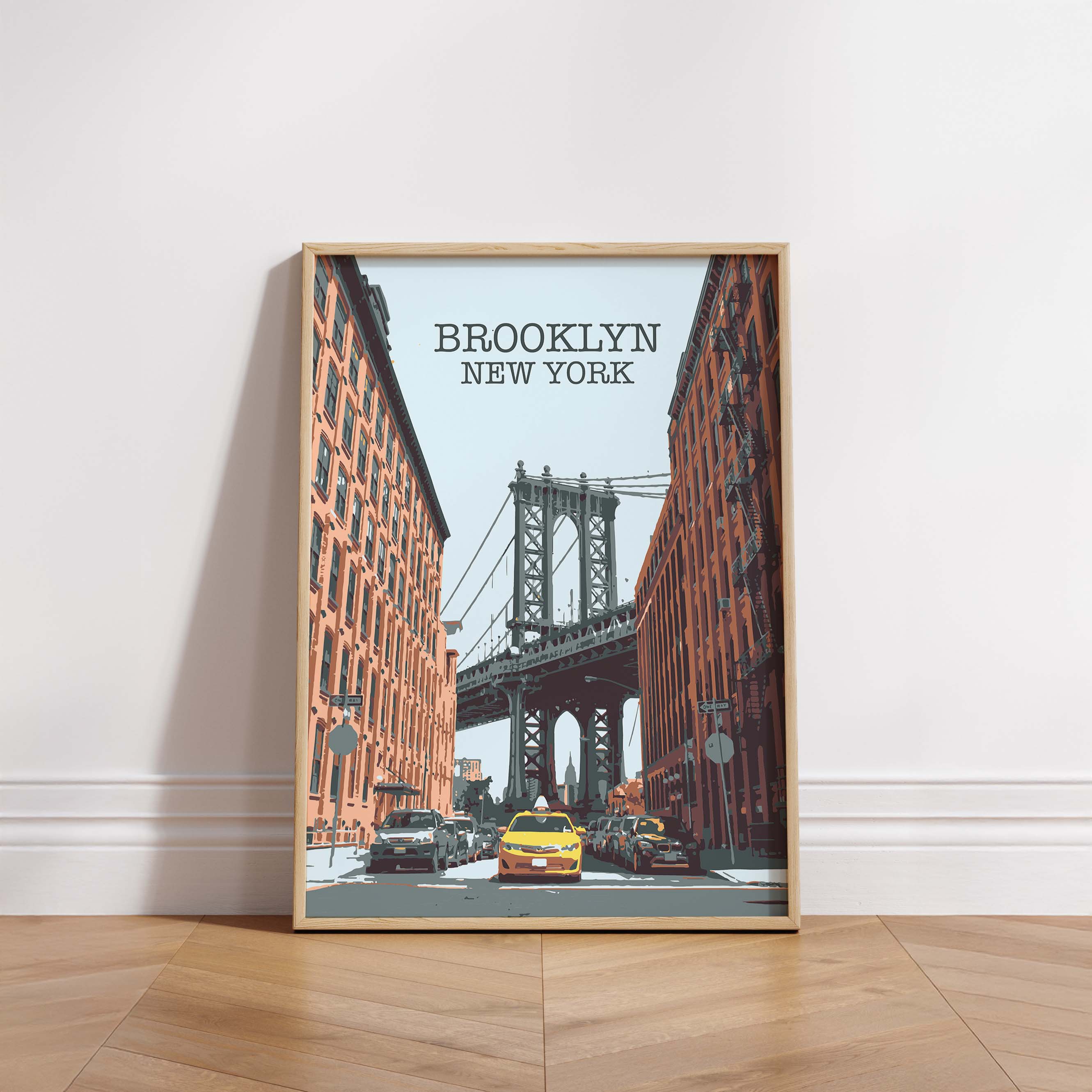 Newpencilbox Art - Wholesale Art Print - Brooklyn, New York Poster – Dumbo Yellow Cab Art Print3