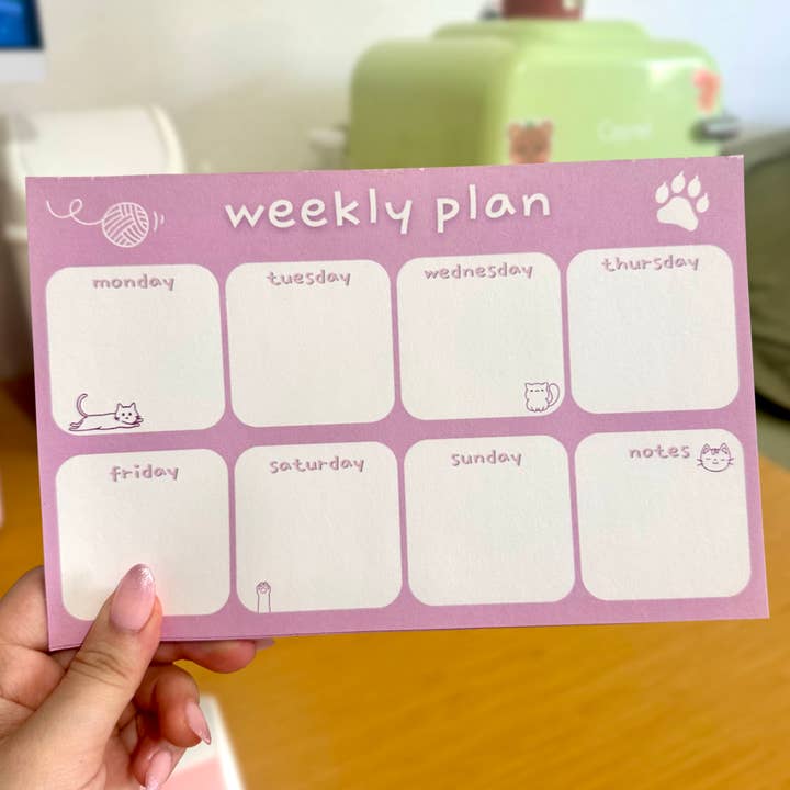 Ugentlig Plan Memo Blok - Kat Tema | Notepad | Planlægger | Sød for engroshandel hos aenoviz