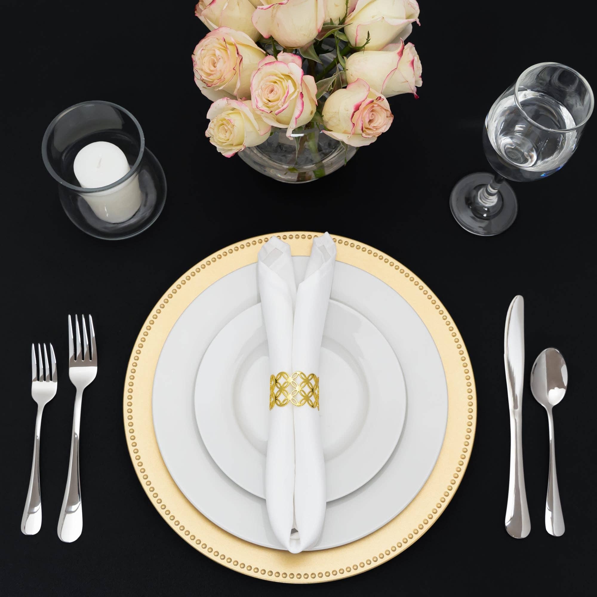 Portofino International Trading, USA - Wholesale Charger Plate - Matte Beaded Edge Plastic Charger Plate 13" - Gold1