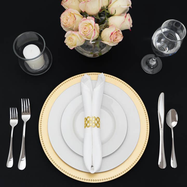 Portofino International Trading, USA - Wholesale Charger Plate - Matte Beaded Edge Plastic Charger Plate 13" - Gold1