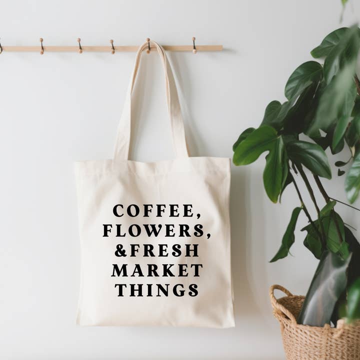 EnchantingSunshine - Wholesale Tote Bag - Women's - Coffee, Flowers, & Fresh Market Things Small Canvas Tote Bag