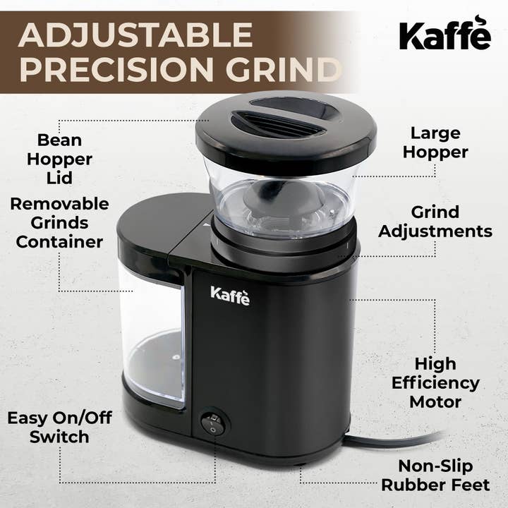 Kaffe - Wholesale Coffee Grinder - Kaffe Electric Burr Coffee Grinder Stainless Steel - 5.5 oz