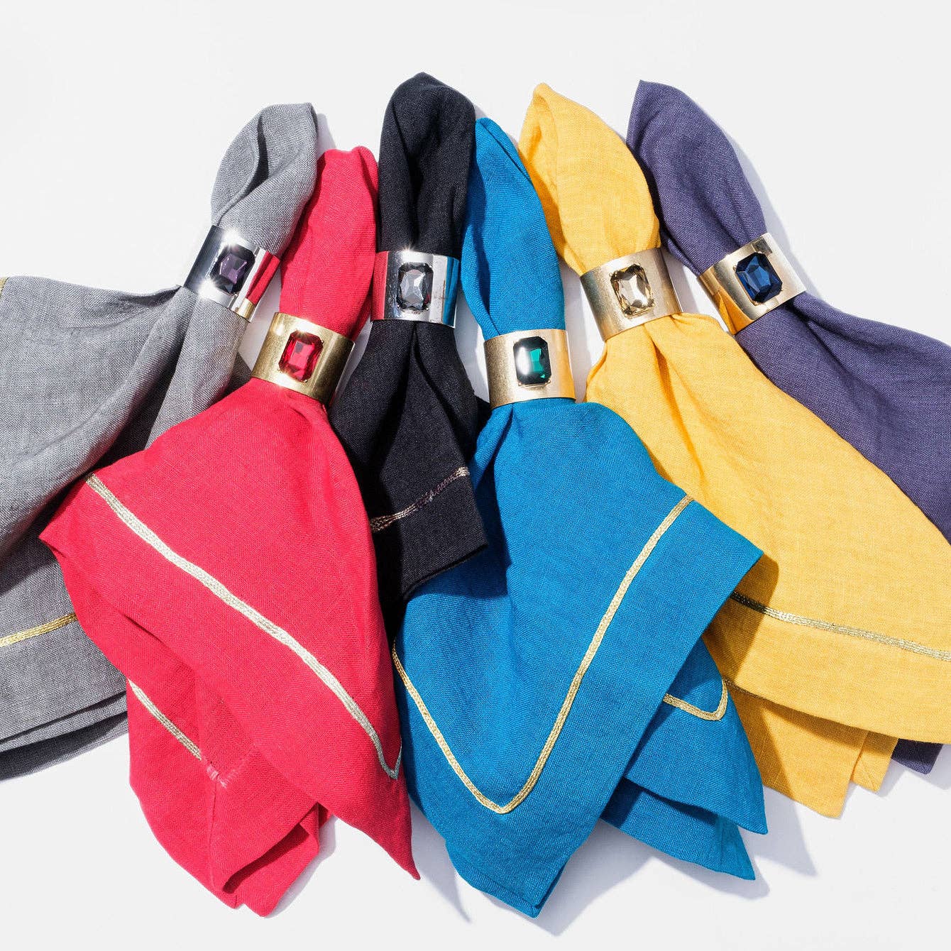 Joanna Buchanan – wholesale Middags- och tygservett – Guld trim middag servetter, gul, uppsättning av två1