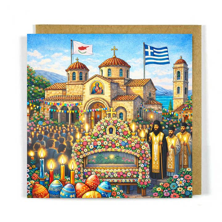 Cena da Páscoa Grega - Cartão de Cumprimentos da Páscoa de Chipre por atacado de The Artisan Gift Co.