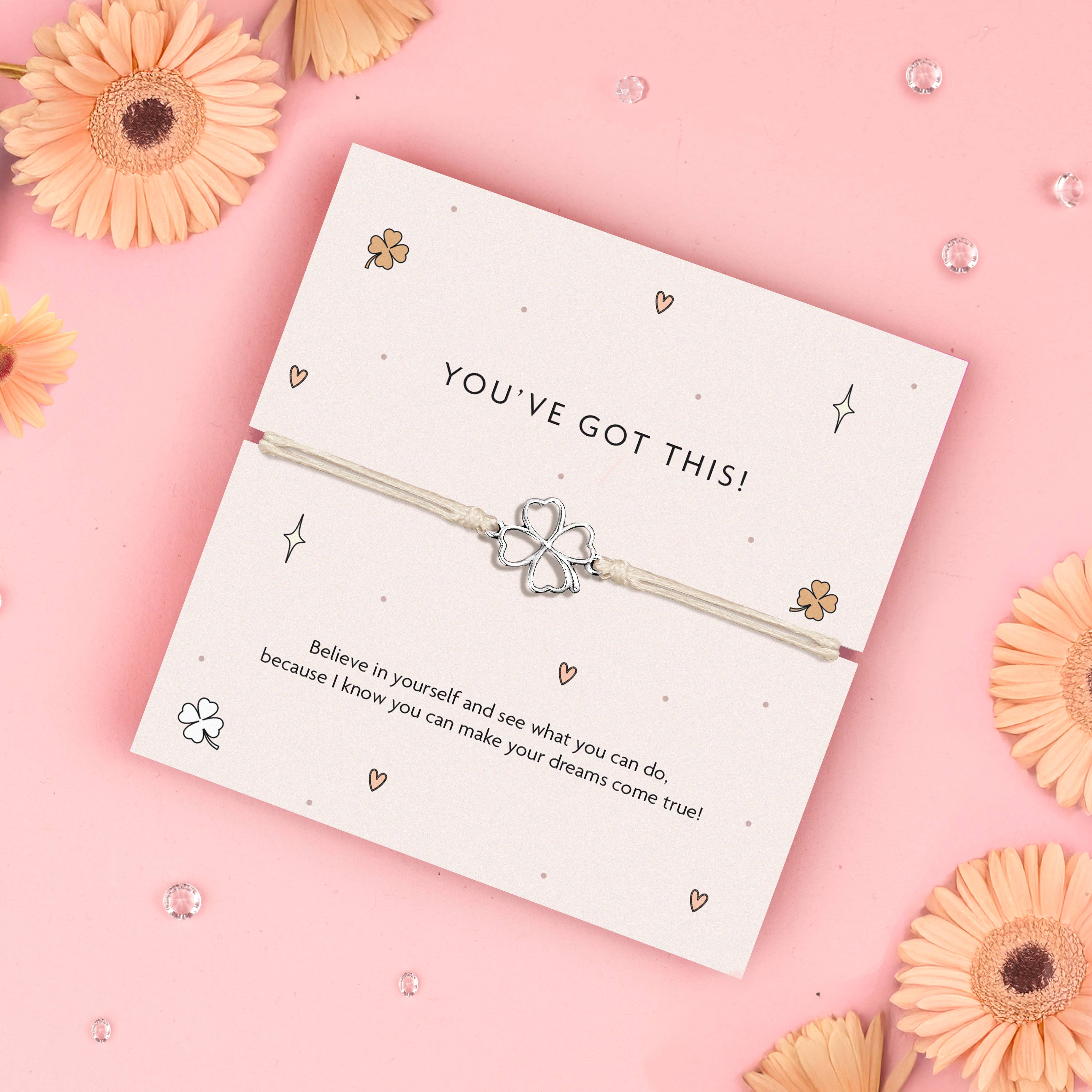 Letterbox Love Bracelets – wholesale Charm/dangle bracelet – You've Got This Bracelet - Four-Leaf Clover Charm Bracelet1