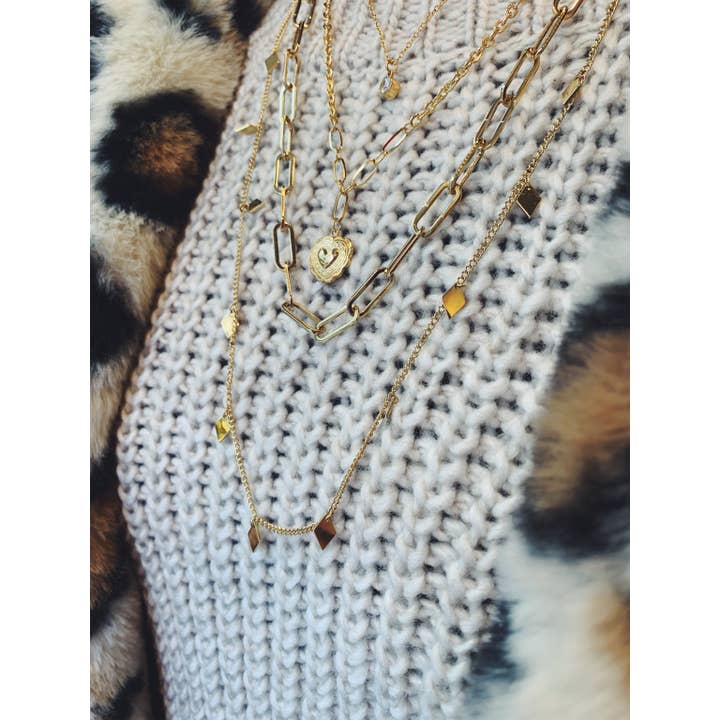 LANGE KARIERTE HALSKETTE - GOLD-SILBER für den Großhandel von ROCKY ROSA