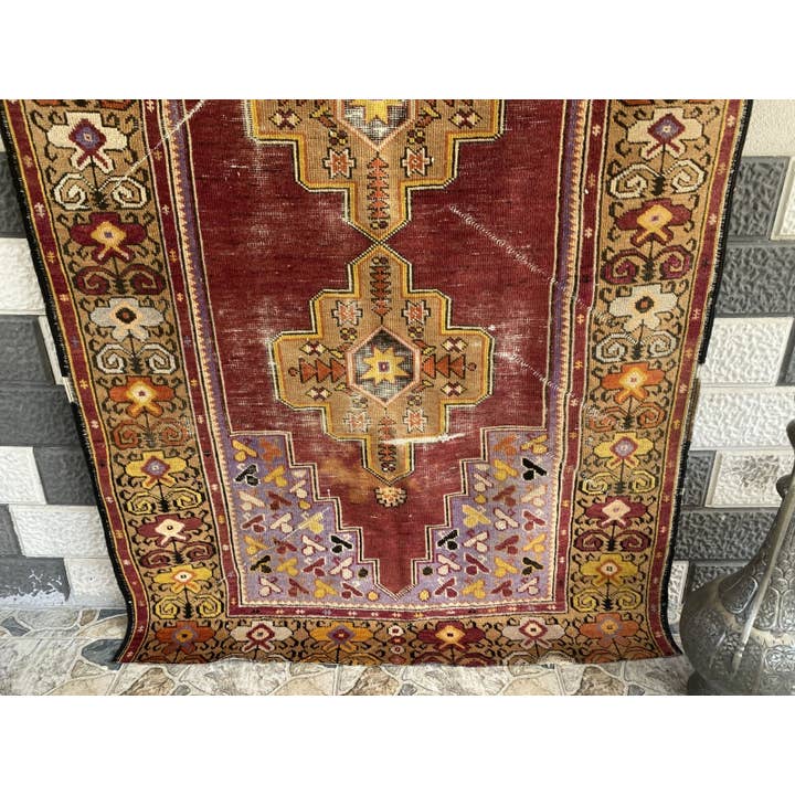 Oushak Rugs - Wholesale Area Rug - Vintage Turkish Oushak Handmade Geometric Wool Rug 4x6 ft5
