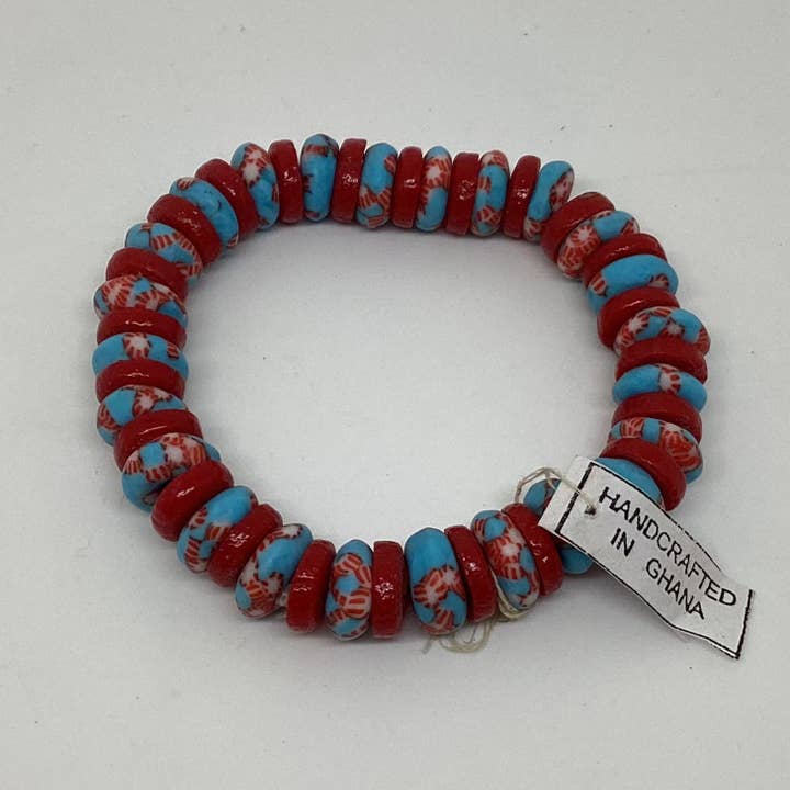 Pulsera elástica de perlas de vidrio reciclado para venta al por mayor de World Peaces