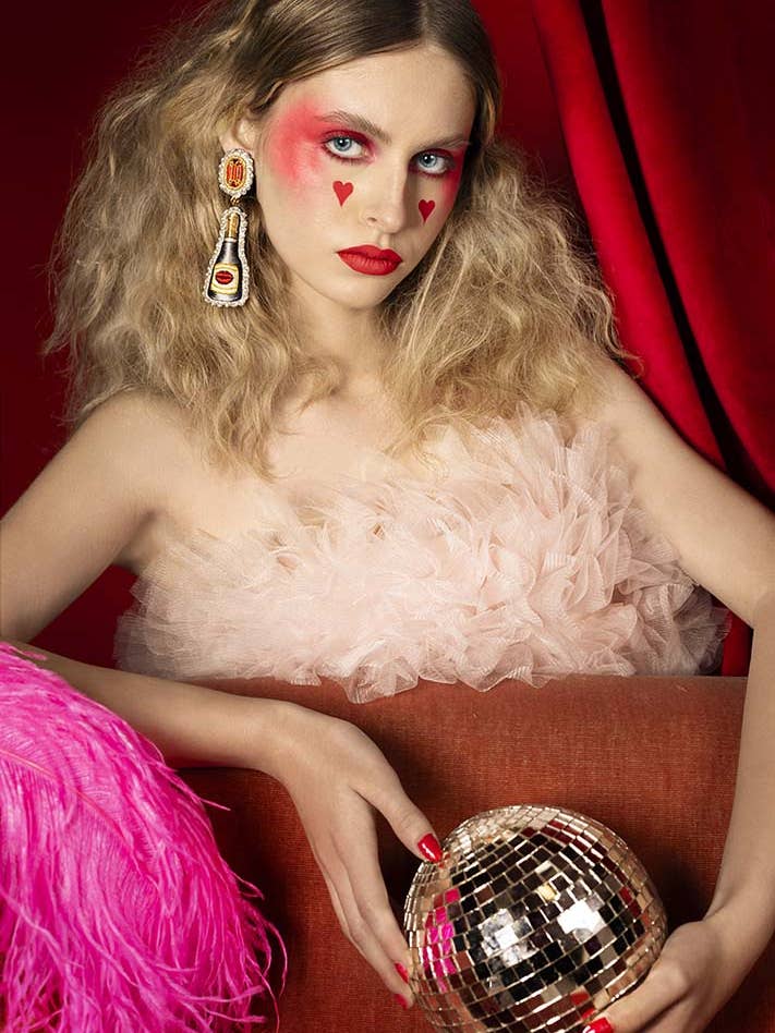 Boucles d'oreilles "Champagne" pour la vente par Céleste Mogador