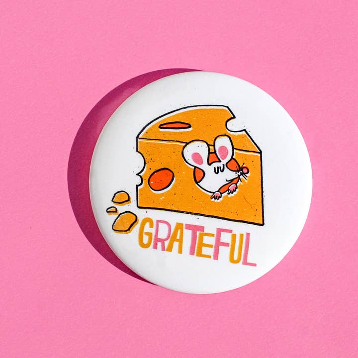 Grateful Mouse with Cheese Magnet for wholesale by An Open Sketchbook