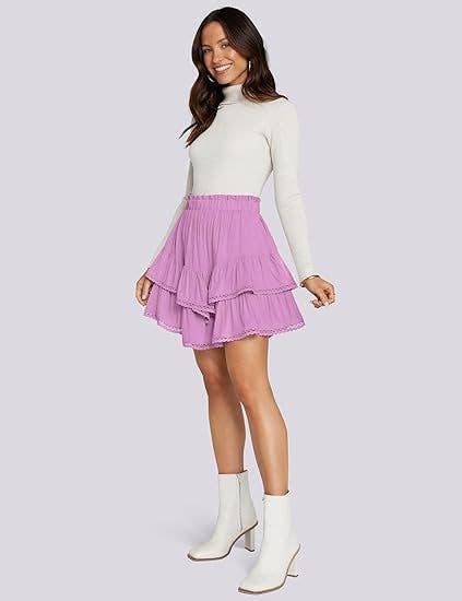 Suhkasana - Wholesale Skirt - Women's - Women's High-Waist Layered Cake Skirt – Summer Casual Mini Skirt44