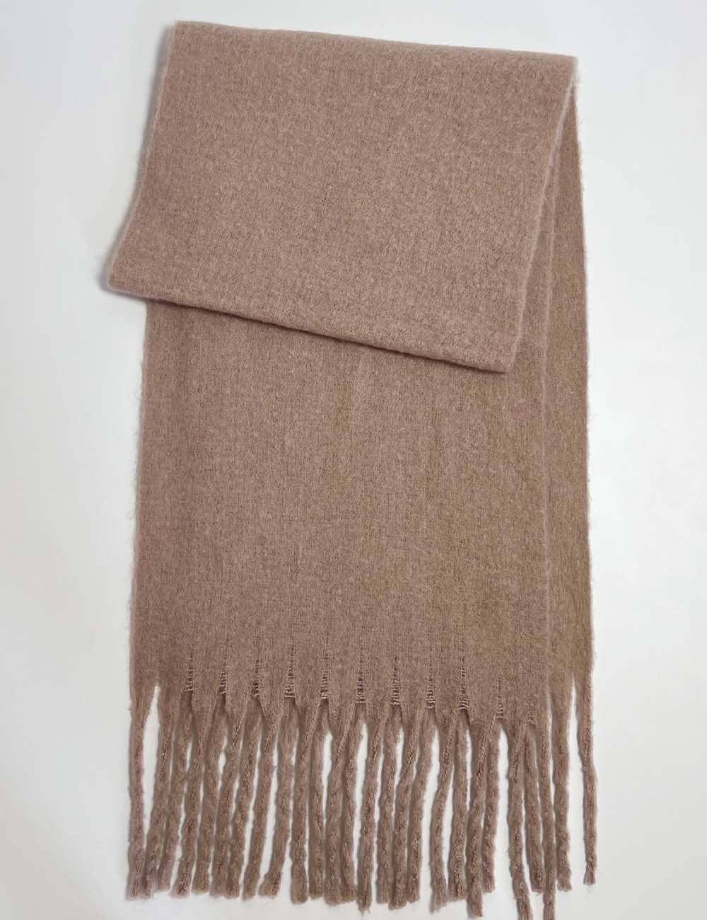 Sweetkama - Wholesale Sjaal - Dames - Dames effen kleur sjaal met franjes gebreide sjaal12