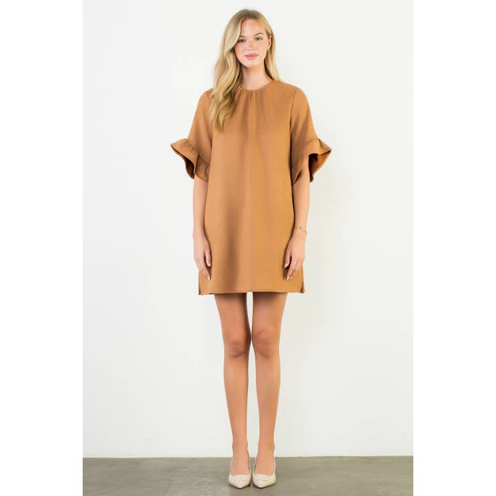 Kurzarm-Wildleder-Overall-Kleid für den Großhandel von THML