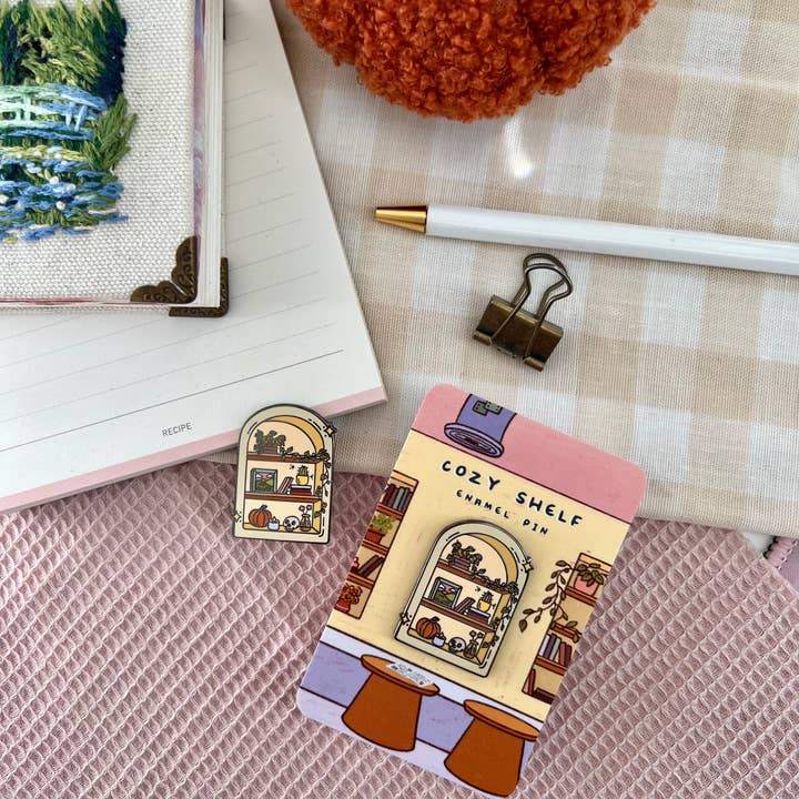 Marlene Vega Studio - Wholesale Lapel Pin/Button - Cozy Shelf Enamel Pin