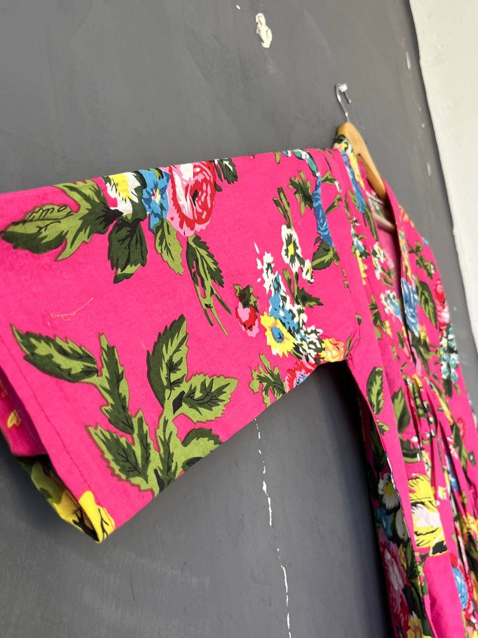 Bhawana Handicrafts - Wholesale Dress - Women's - Pink Floral Printed Cotton Long Night Maxi Dress Handmade3