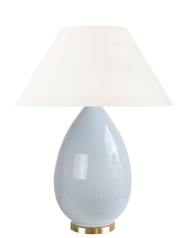 Savannah Table Lamp, Sky with Empire Lampshade for wholesale by Fox Mill Lighting & Supply Co.