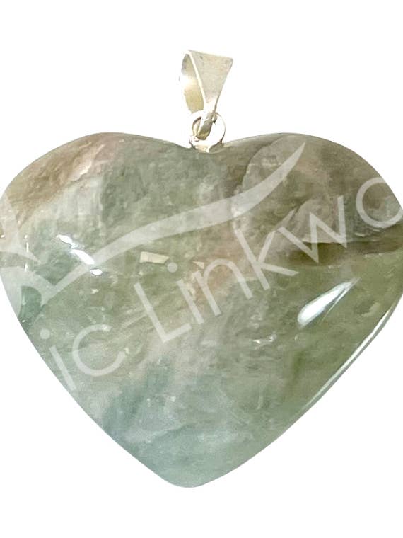 (PD)PENDENTE - CORAÇÃO PRASIOLITE 1-1.25" por atacado de Oceanic Linkways Inc