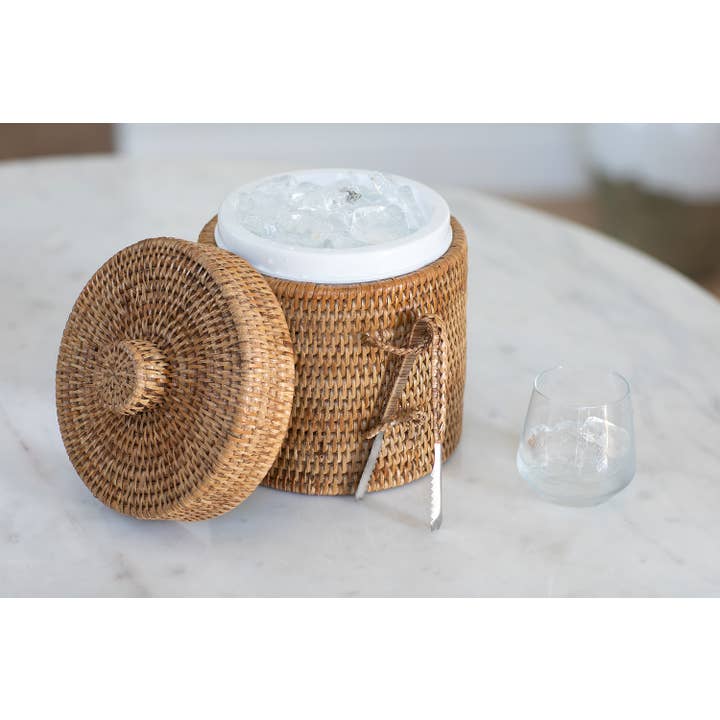 Artifacts Trading Company - Wholesale Ice Bucket - Artifacts Rattanâ„¢ Ice Bucket with Tongs