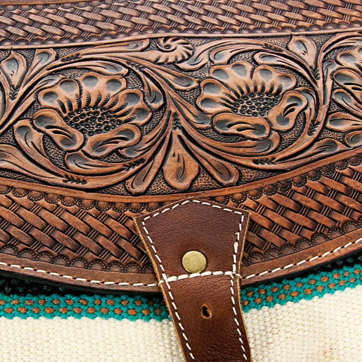 LS Western - Wholesale Weekender Bag - Women's - LC-ADBG643 Tooled Leather & Saddle Blanket Duffel Bag Western Travel Weekender by American Darling2