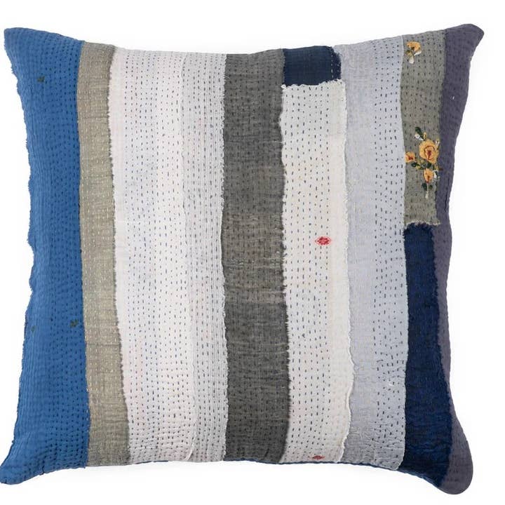Almohada Kantha de Parches de Rayas de Algodón para venta al por mayor de Maison Mieko